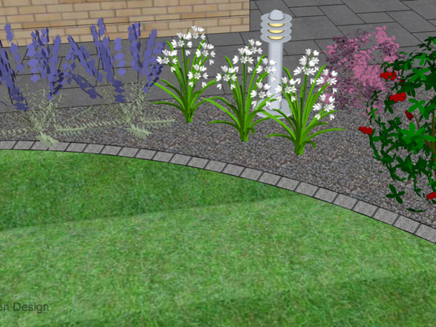 This part of a garden design shows the detail that can be achieved and that any view of the garden can be supplied to help envisage the project.